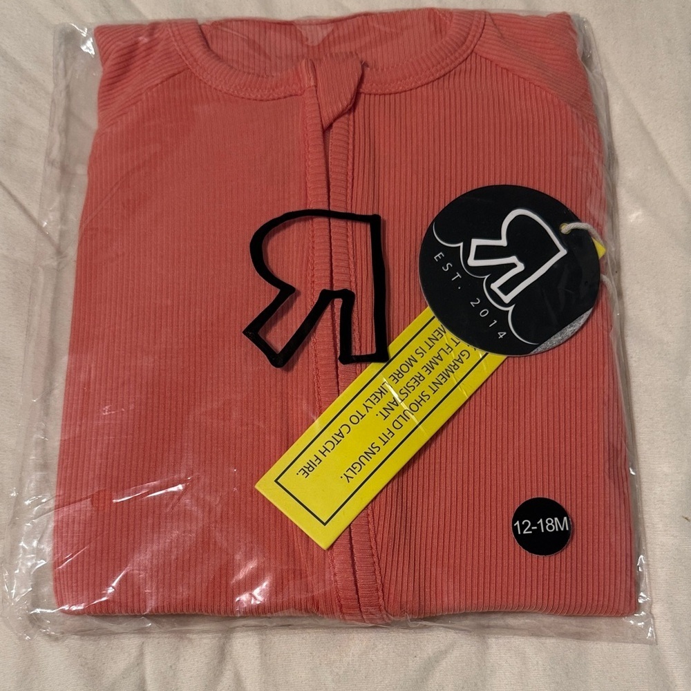 NWT Coral Ribbed Zippy - 12-18M - Picture 1 of 1